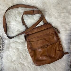 FOSSIL brown leather crossbody purse‎